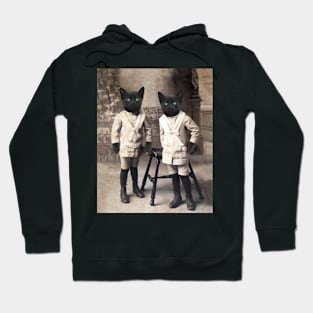 Sepia Copy of Double Black Kitten Trouble Hoodie